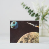 ヴィンテージSF、月の上のロケット船 ポストカード (スタンド正面)