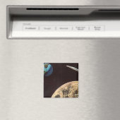 ヴィンテージSF、月の上のロケット船 マグネット (インサイチュ (食洗機))