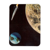 ヴィンテージSF、月の上のロケット船 マグネット (縦)