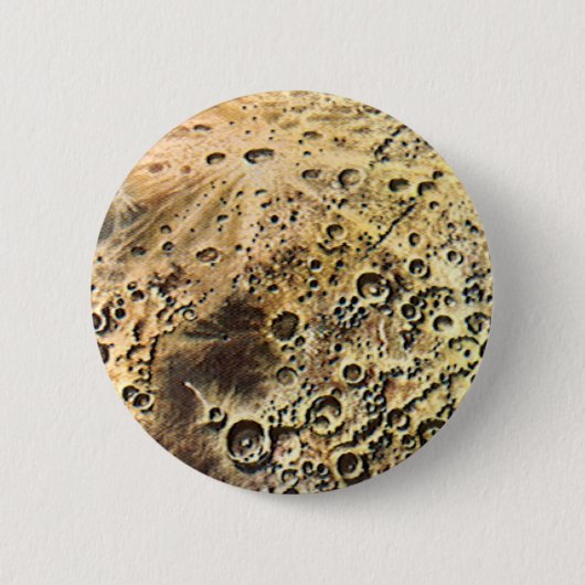 ヴィンテージSF、月の上のロケット船 缶バッジ (正面)