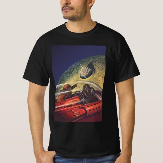 ヴィンテージSF、月面の未来都市 Tシャツ (正面)