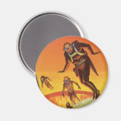 ヴィンテージSF、火山のSFエイリアン マグネット (正面/裏面)