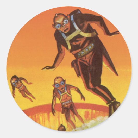 ヴィンテージSF、火山のSFエイリアン ラウンドシール (正面)