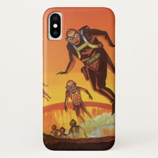 ヴィンテージSF、火山のSFエイリアン Case-Mate iPhoneケース (裏面)