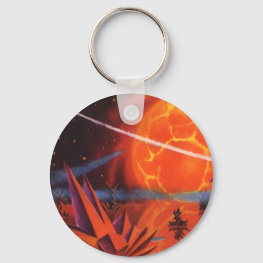 ヴィンテージSF、炎のSF惑星 キーホルダー (正面)
