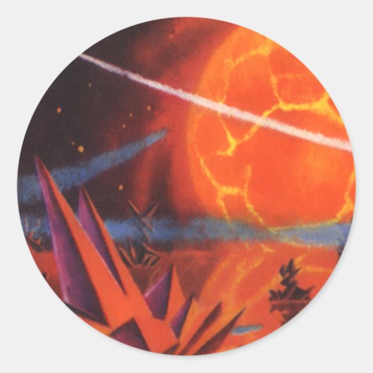 ヴィンテージSF、炎のSF惑星 ラウンドシール (正面)