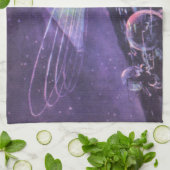 ヴィンテージSF、Orbと白熱［赤熱］光を放つエイリアン キッチンタオル (折り畳み)