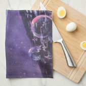 ヴィンテージSF、Orbと白熱［赤熱］光を放つエイリアン キッチンタオル (四つ折り)