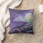 ヴィンテージSF、Orbと白熱［赤熱］光を放つエイリアン クッション (ブランケット)