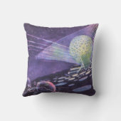 ヴィンテージSF、Orbと白熱［赤熱］光を放つエイリアン クッション (裏面)