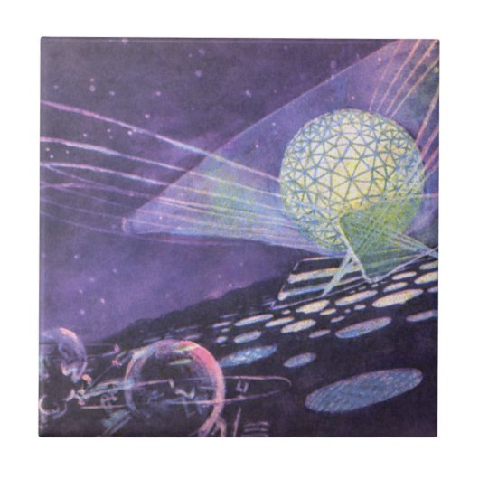 ヴィンテージSF、Orbと白熱［赤熱］光を放つエイリアン タイル (正面)