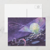 ヴィンテージSF、Orbと白熱［赤熱］光を放つエイリアン ポストカード (正面/裏面)