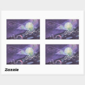 ヴィンテージSF、Orbと白熱［赤熱］光を放つエイリアン 長方形シール (シート)