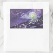 ヴィンテージSF、Orbと白熱［赤熱］光を放つエイリアン 長方形シール (バッグ)