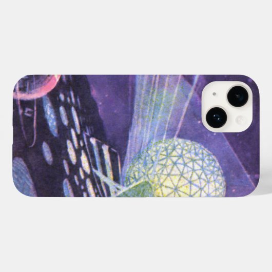 ヴィンテージSF、Orbと白熱［赤熱］光を放つエイリアン Case-Mate iPhoneケース (裏面 (横))