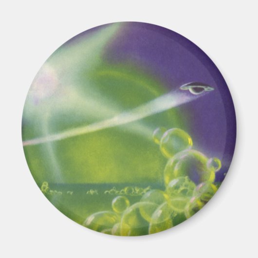 ヴィンテージSF Sci Fiグリーンバブル惑星 マグネット (正面)