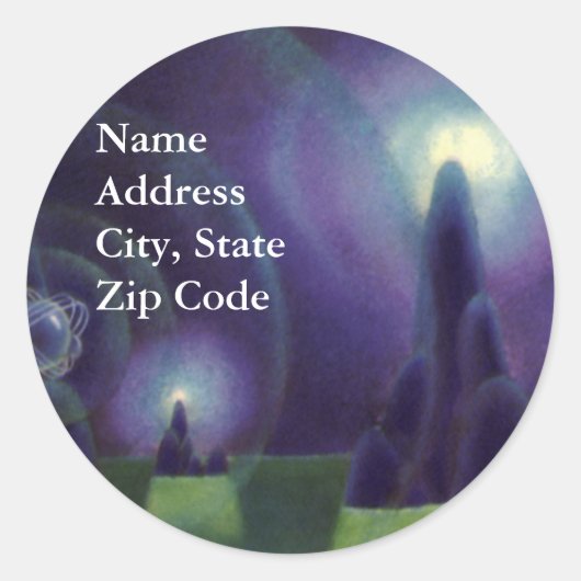 ヴィンテージSF、Sci Fi宇宙惑星 ラウンドシール (正面)