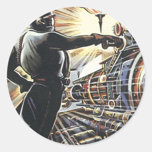 ヴィンテージSF Sci Fi未来型機械 ラウンドシール (正面)