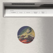 ヴィンテージSF、Sci Fi City on the Moon マグネット (インサイチュ (食洗機))