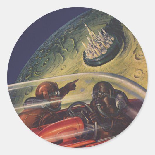 ヴィンテージSF、Sci Fi City on the Moon ラウンドシール (正面)