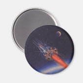 ヴィンテージSF、Sci Fi Rocket over Earth マグネット (正面/裏面)