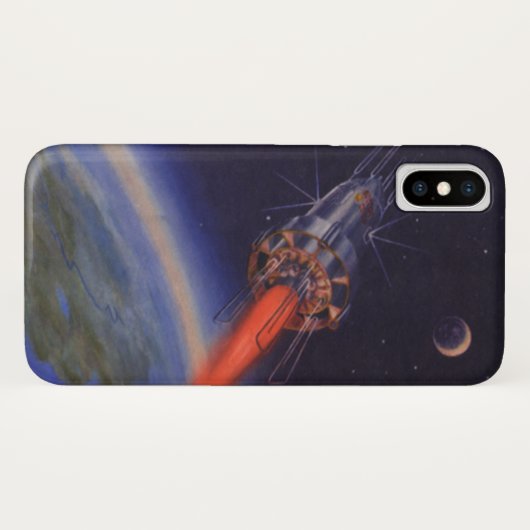 ヴィンテージSF、Sci Fi Rocket over Earth Case-Mate iPhoneケース (裏面(横))