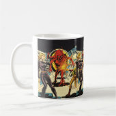 ヴィンテージSF、SFエイリアン攻撃 コーヒーマグカップ (左)