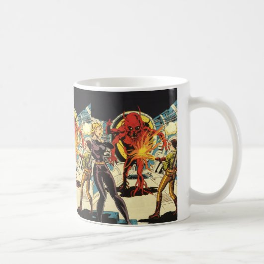 ヴィンテージSF、SFエイリアン攻撃 コーヒーマグカップ (右)