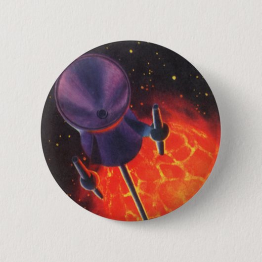 ヴィンテージSF、SFロケット、レッドプラネット 缶バッジ (正面)