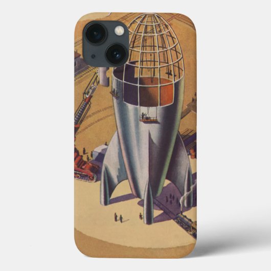 ヴィンテージSF, SF,ロケット建物 Case-Mate iPhoneケース (裏面)