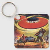 ヴィンテージSF、SF UFOエイリアン侵入 キーホルダー (正面)