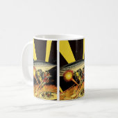 ヴィンテージSF、UFOのSFエイリアン コーヒーマグカップ (正面左)