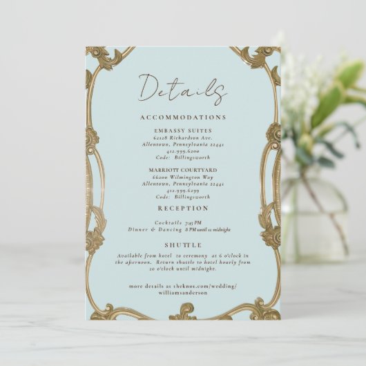 ヴィンテージSimple Icy Blueの詳細結婚エンクロージャ 招待状 (スタンド正面)