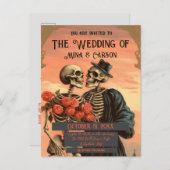 ヴィンテージSkeleton Coule QRCはがき結婚の 案内ポストカード (正面/裏面)