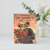 ヴィンテージSkeleton Coule QRCはがき結婚の 案内ポストカード (スタンド正面)