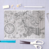 ヴィンテージSketch Alice In Wonderland Decompage 薄葉紙 (クラフト)