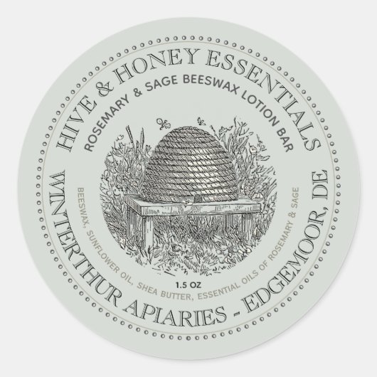 ヴィンテージSkip Hive & Honey Productsラベル ラウンドシール (正面)