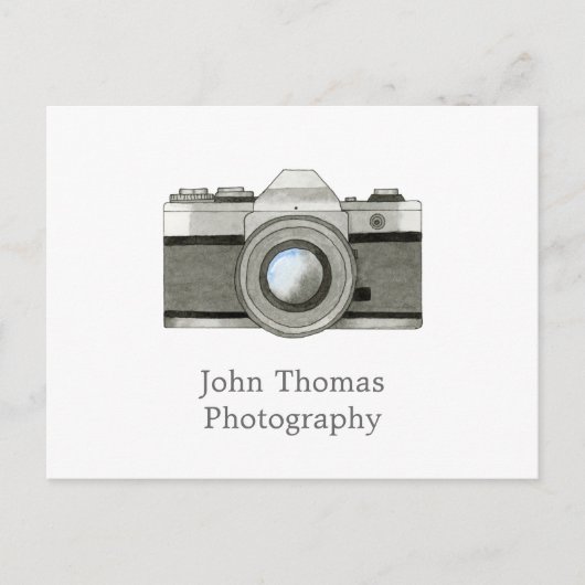 ヴィンテージSLRカメラ水彩名刺 ポストカード (正面)