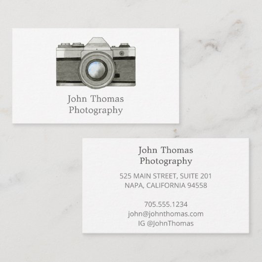 ヴィンテージSLRカメラ水彩名刺 名刺 (正面/裏面)