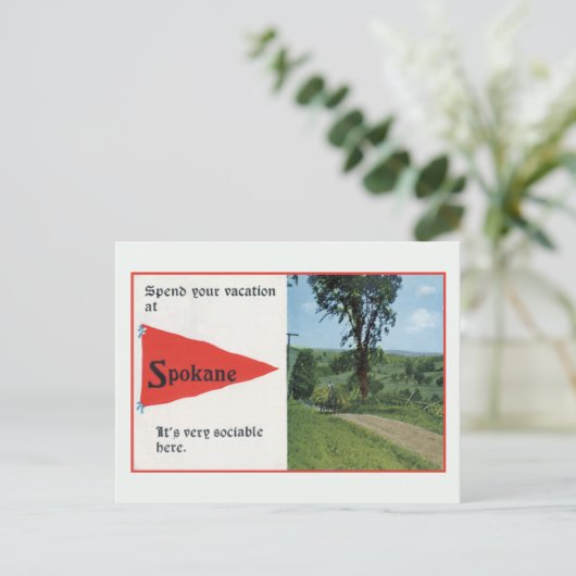 ヴィンテージSpokane WAで休暇を過ごす ポストカード (スタンド正面)