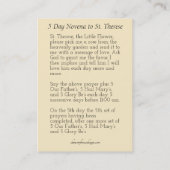ヴィンテージSt.テレーズ小さい花のNovenaカード 名刺 (裏面)