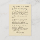 ヴィンテージSt.テレーズ小さい花のNovenaカード 名刺 (裏面)