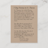 ヴィンテージSt.テレーズ小さい花のNovenaカード 名刺 (裏面)