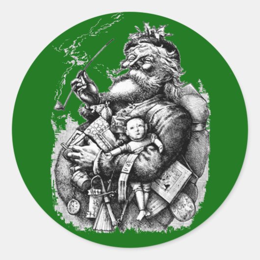 ヴィンテージSt.ニックの芸術カード、郵便はがき、ステッカー ラウンドシール (正面)