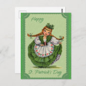 ヴィンテージSt patricks dayアイリッシュガールグリーン ポストカード (正面/裏面)