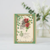 ヴィンテージSt patricks dayアイリッシュシャームロックアンドバラ ポストカード (スタンド正面)