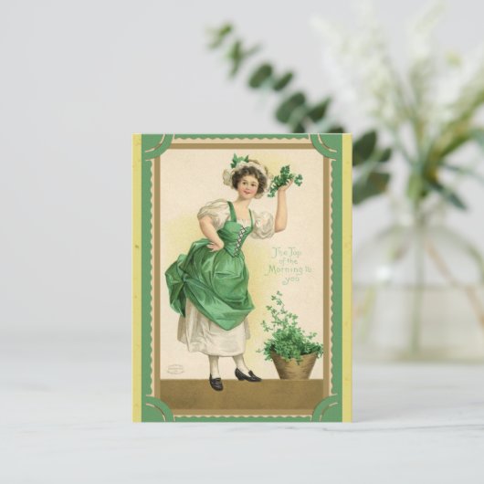 ヴィンテージSt patricks dayアイリッシュトップオブザモーニング ポストカード (スタンド正面)