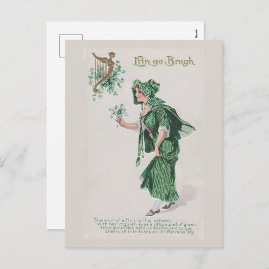 ヴィンテージSt patricks dayエリンゴーブラグ シーズンポストカード (正面/裏面)