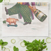 ヴィンテージSt patricks dayシャムロックシャンパーニュ キッチンタオル (折り畳み)