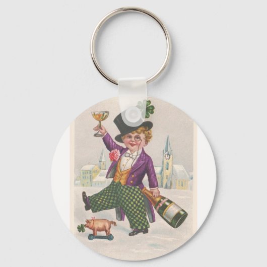 ヴィンテージSt patricks dayシャムロックシャンパーニュ キーホルダー (正面)